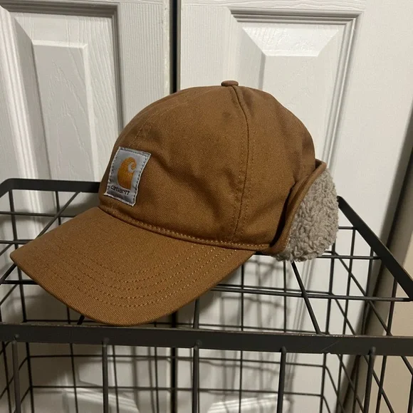 Carhartt Tan Cap with Black Interior Carhartt Firm Duck Flat Brim Cap - Work World main image 3